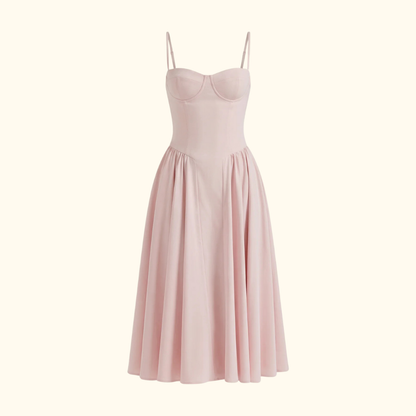 Damen Midikleid mit Blumenmuster und schmalen Trägern-Midi Dress-Alpenkind
