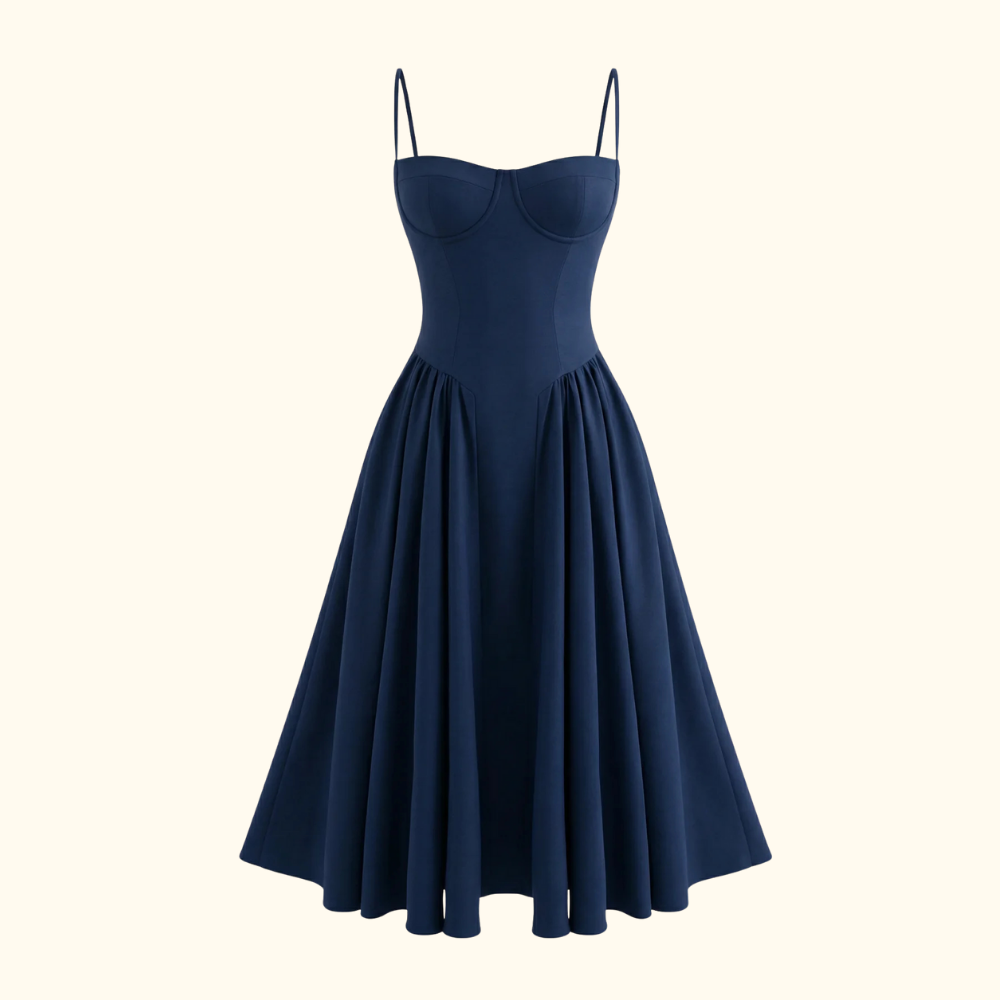 Damen Midikleid mit Blumenmuster und schmalen Trägern-Midi Dress-Alpenkind
