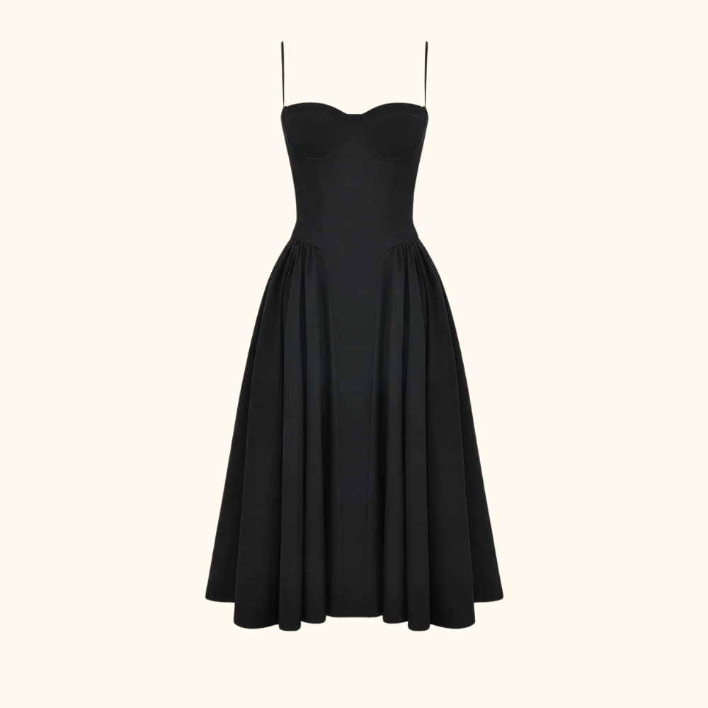 Damen Midikleid mit Blumenmuster und schmalen Trägern-Midi Dress-Alpenkind