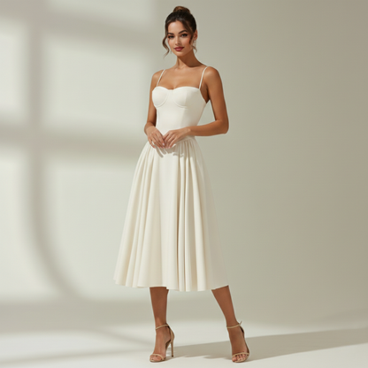 Damen Midikleid mit Blumenmuster und schmalen Trägern-Midi Dress-Alpenkind