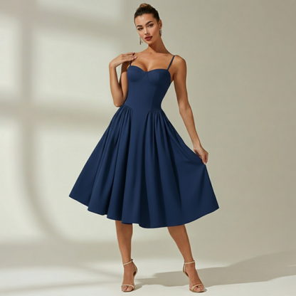 Damen Midikleid mit Blumenmuster und schmalen Trägern-Midi Dress-Alpenkind