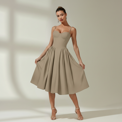 Damen Midikleid mit Blumenmuster und schmalen Trägern-Midi Dress-Alpenkind