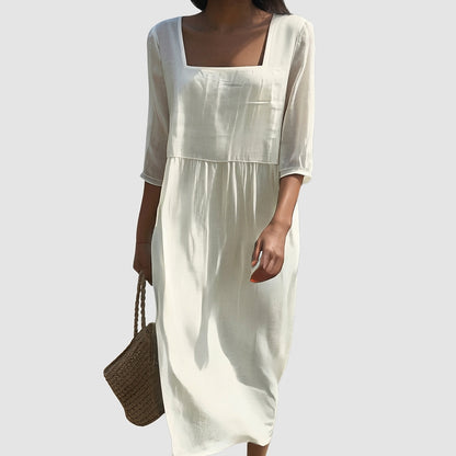 Damen-Midikleid mit eckigem Ausschnitt-Midi Dress-Alpenkind