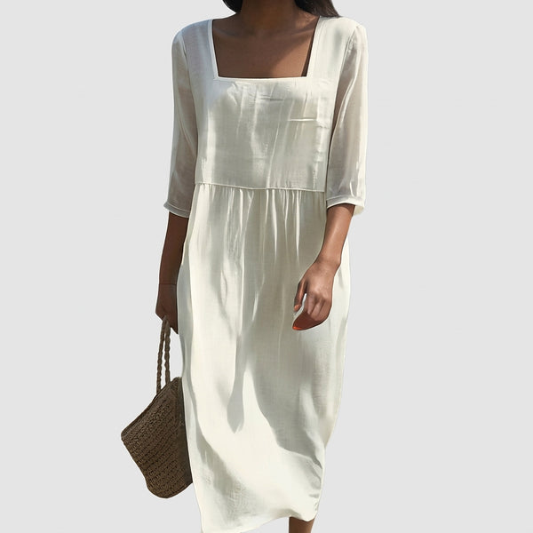 Damen-Midikleid mit eckigem Ausschnitt-Midi Dress-Alpenkind