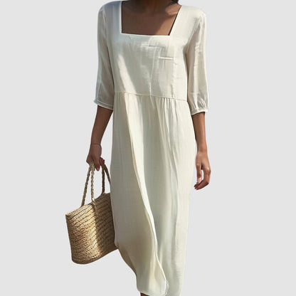 Damen-Midikleid mit eckigem Ausschnitt-Midi Dress-Alpenkind