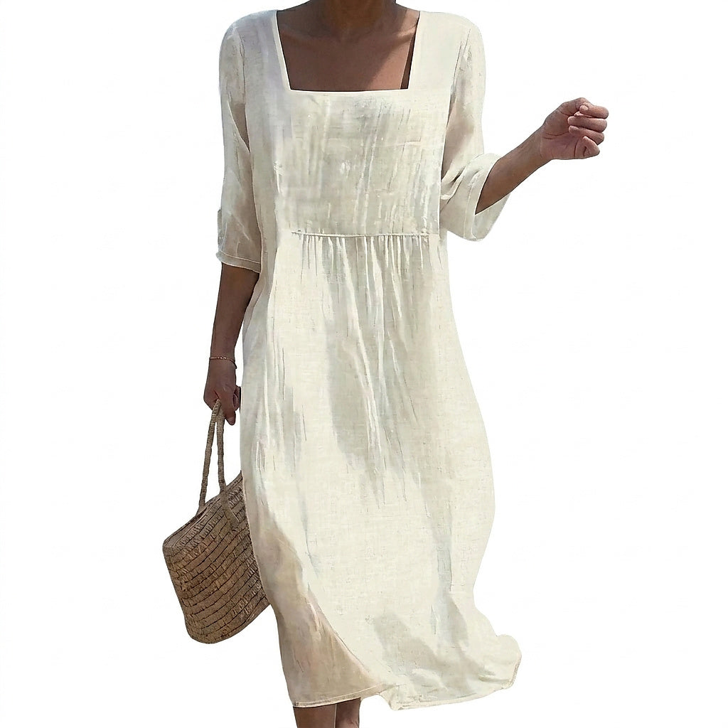 Damen-Midikleid mit eckigem Ausschnitt-Midi Dress-Alpenkind