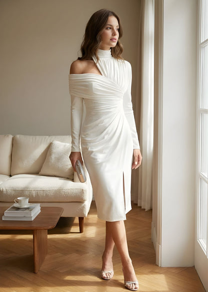 Damen-Midikleid mit einem Ärmel und langen Ärmeln-Midi Dress-Alpenkind