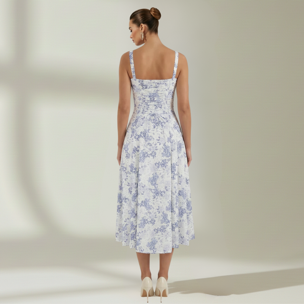 Damen Midikleid mit Herz-Ausschnitt und Trägern-Midi Dress-Alpenkind