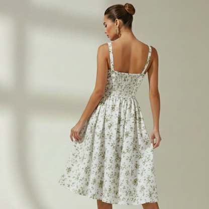 Damen Midikleid mit Herz-Ausschnitt und Trägern-Midi Dress-Alpenkind