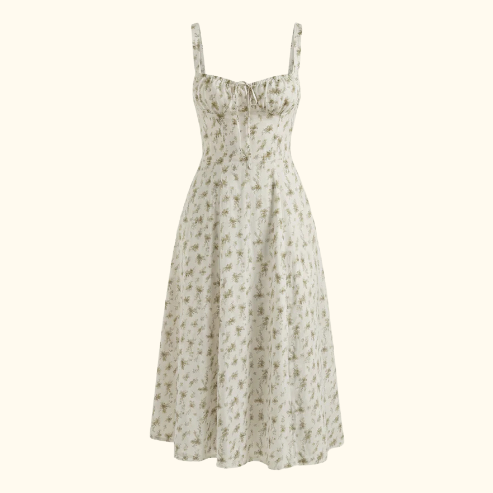 Damen Midikleid mit Herz-Ausschnitt und Trägern-Midi Dress-Alpenkind