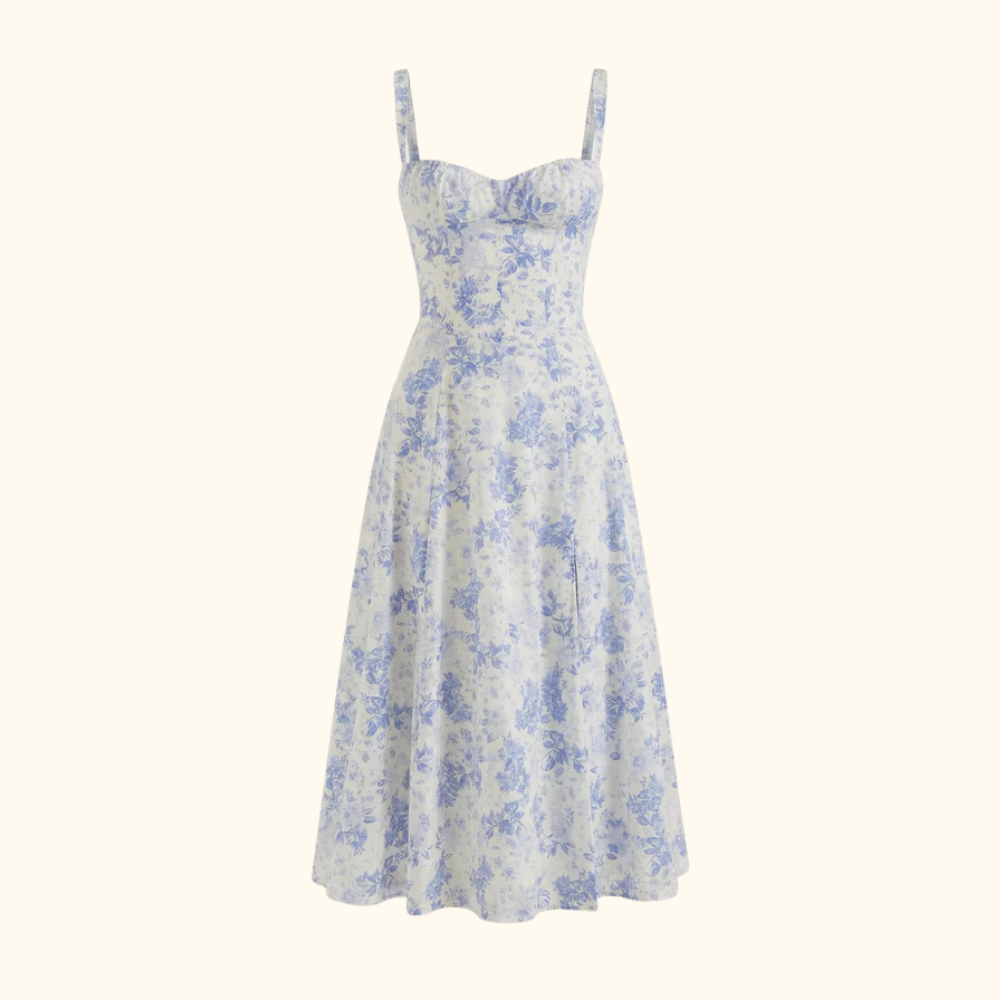 Damen Midikleid mit Herz-Ausschnitt und Trägern-Midi Dress-Alpenkind