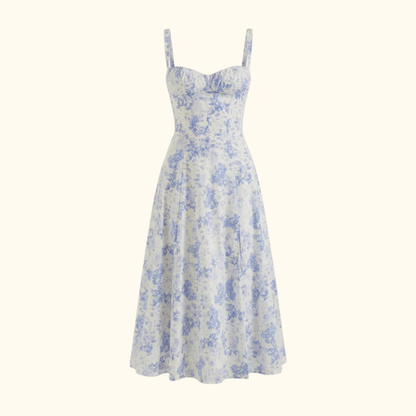 Damen Midikleid mit Herz-Ausschnitt und Trägern-Midi Dress-Alpenkind