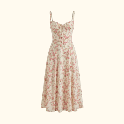Damen Midikleid mit Herz-Ausschnitt und Trägern-Midi Dress-Alpenkind