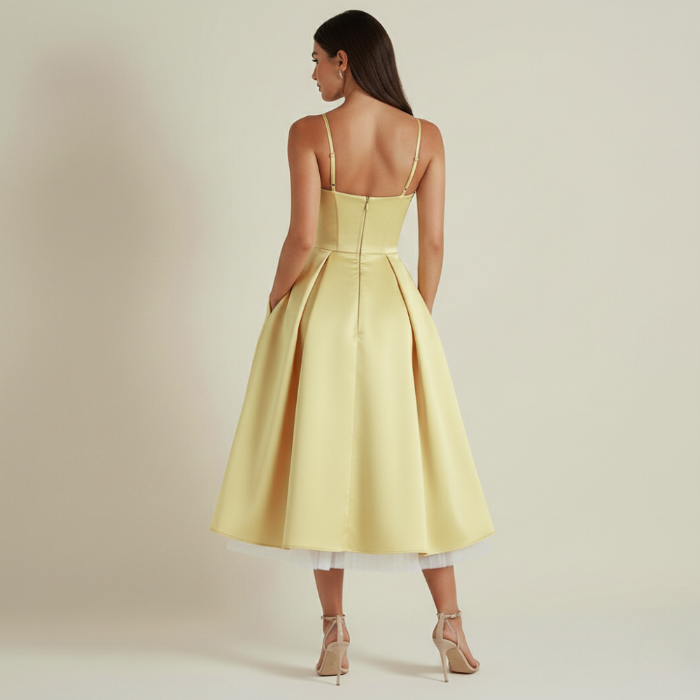 Damen Midikleid mit Korsettoberteil und schmalen Trägern-Midi Dress-Alpenkind