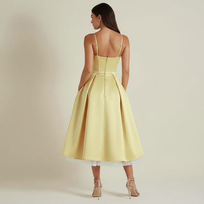 Damen Midikleid mit Korsettoberteil und schmalen Trägern-Midi Dress-Alpenkind