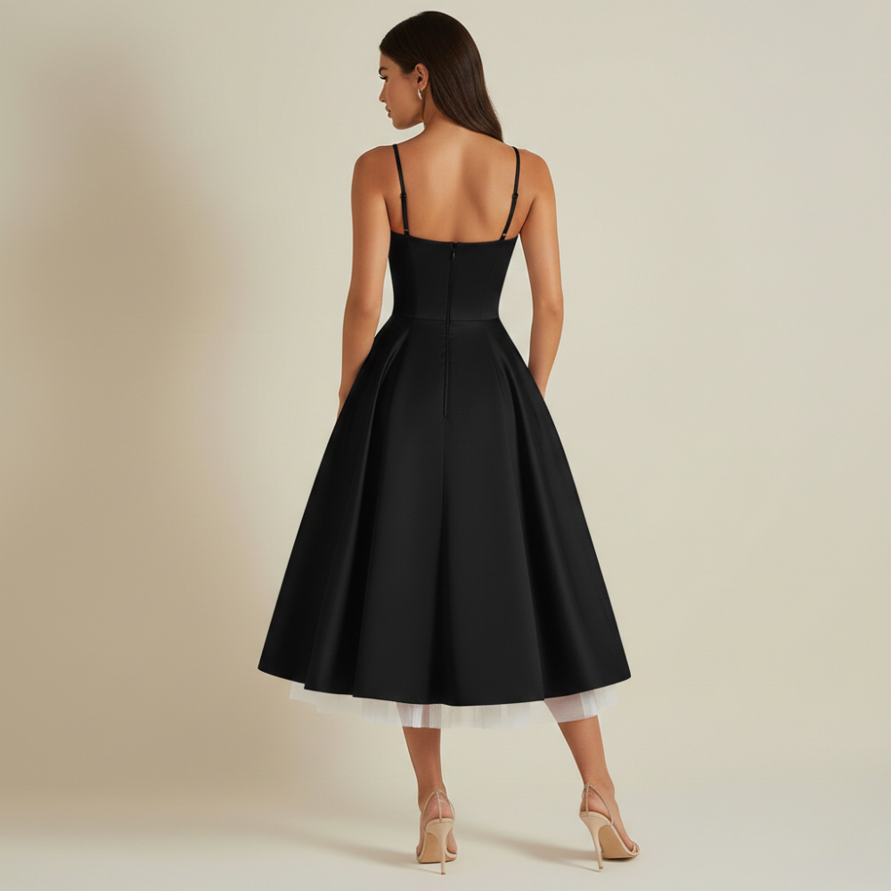 Damen Midikleid mit Korsettoberteil und schmalen Trägern-Midi Dress-Alpenkind