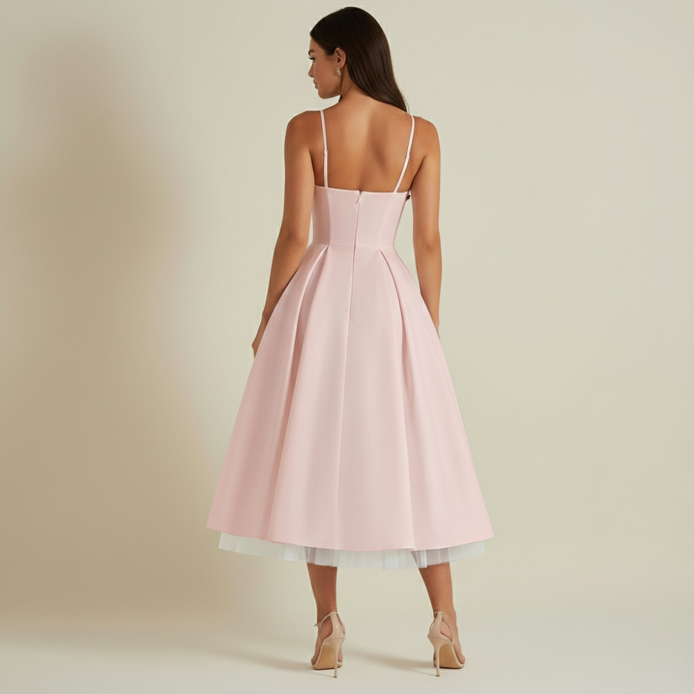 Damen Midikleid mit Korsettoberteil und schmalen Trägern-Midi Dress-Alpenkind