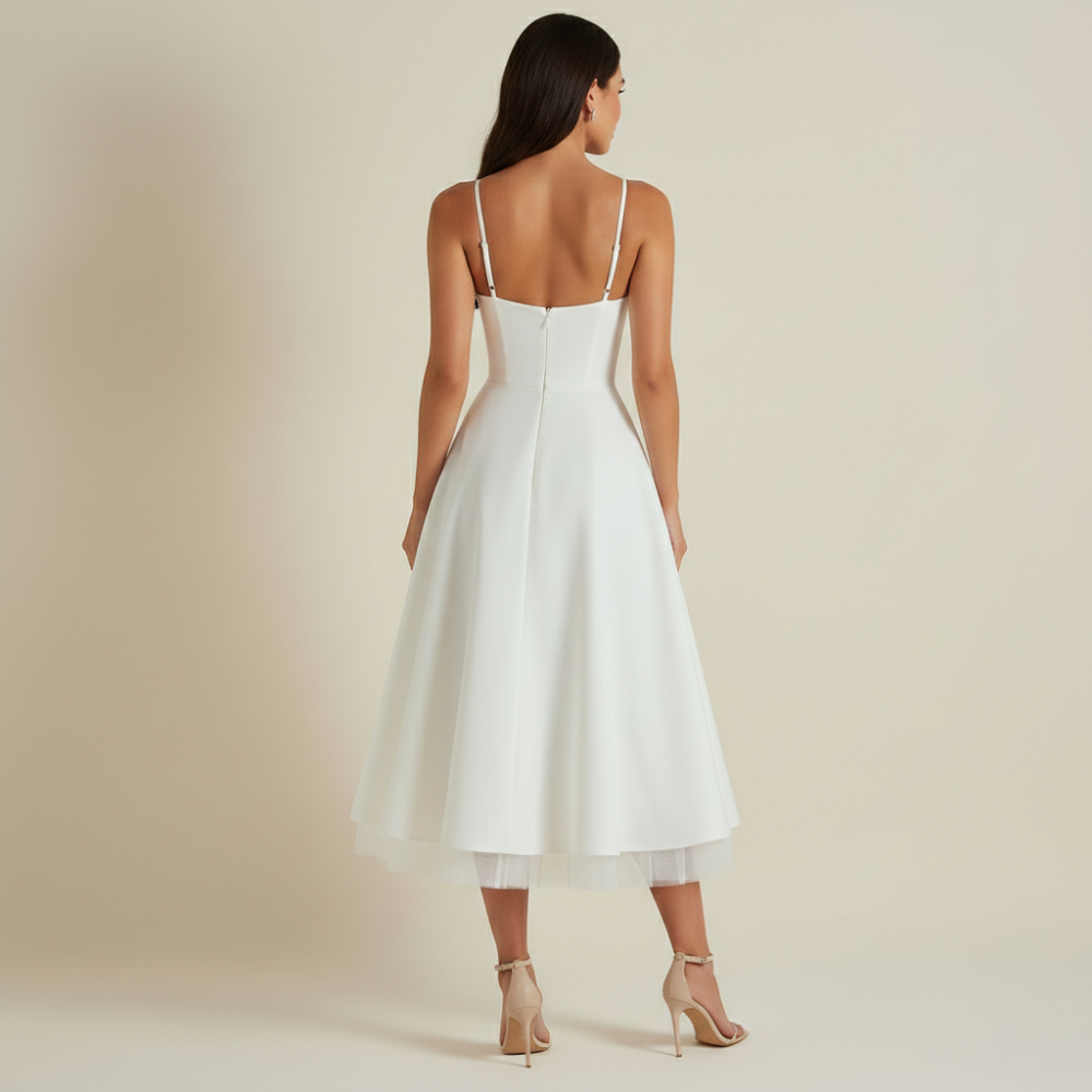 Damen Midikleid mit Korsettoberteil und schmalen Trägern-Midi Dress-Alpenkind