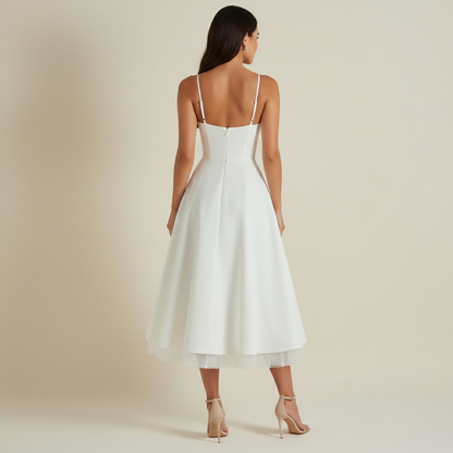 Damen Midikleid mit Korsettoberteil und schmalen Trägern-Midi Dress-Alpenkind