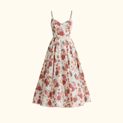 Damen Midikleid mit Korsettoberteil und schmalen Trägern-Midi Dress-Alpenkind