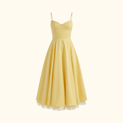 Damen Midikleid mit Korsettoberteil und schmalen Trägern-Midi Dress-Alpenkind