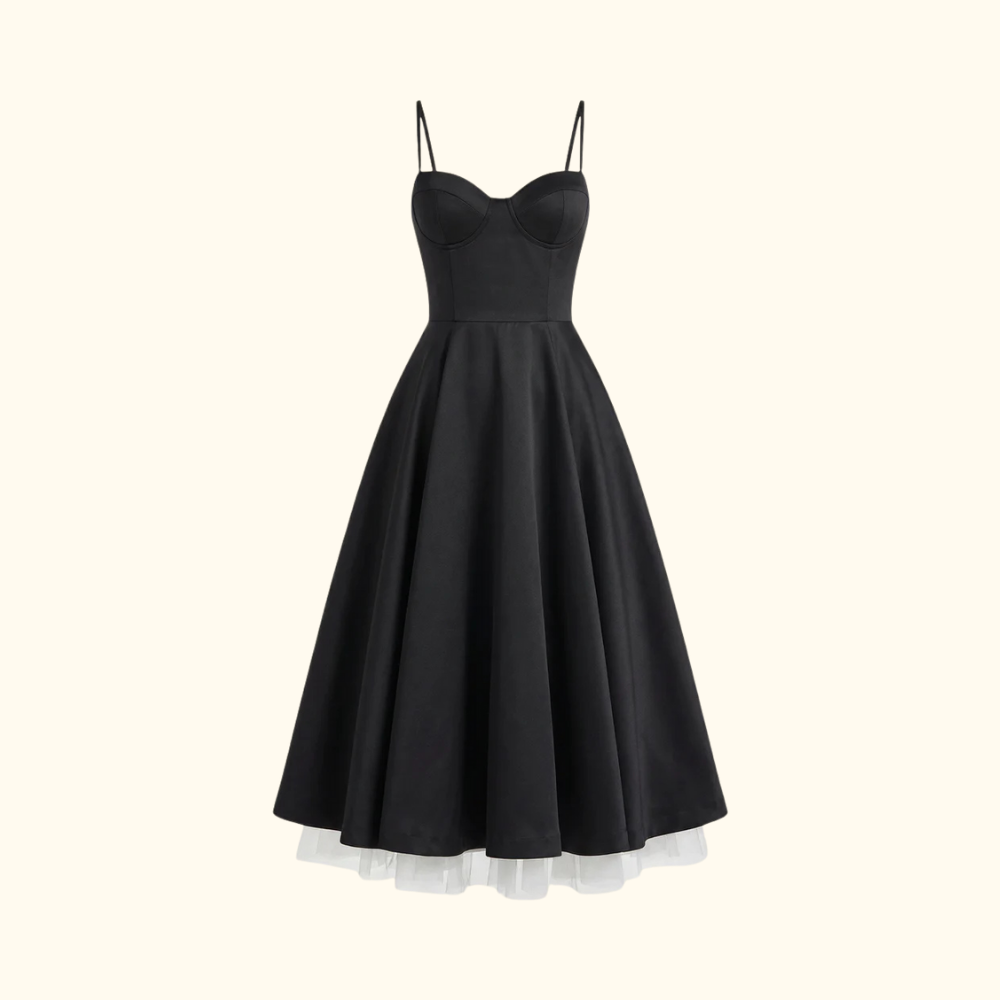 Damen Midikleid mit Korsettoberteil und schmalen Trägern-Midi Dress-Alpenkind