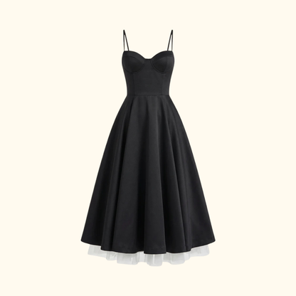 Damen Midikleid mit Korsettoberteil und schmalen Trägern-Midi Dress-Alpenkind