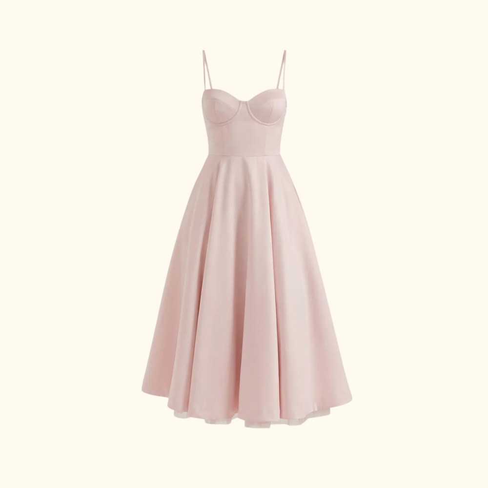 Damen Midikleid mit Korsettoberteil und schmalen Trägern-Midi Dress-Alpenkind