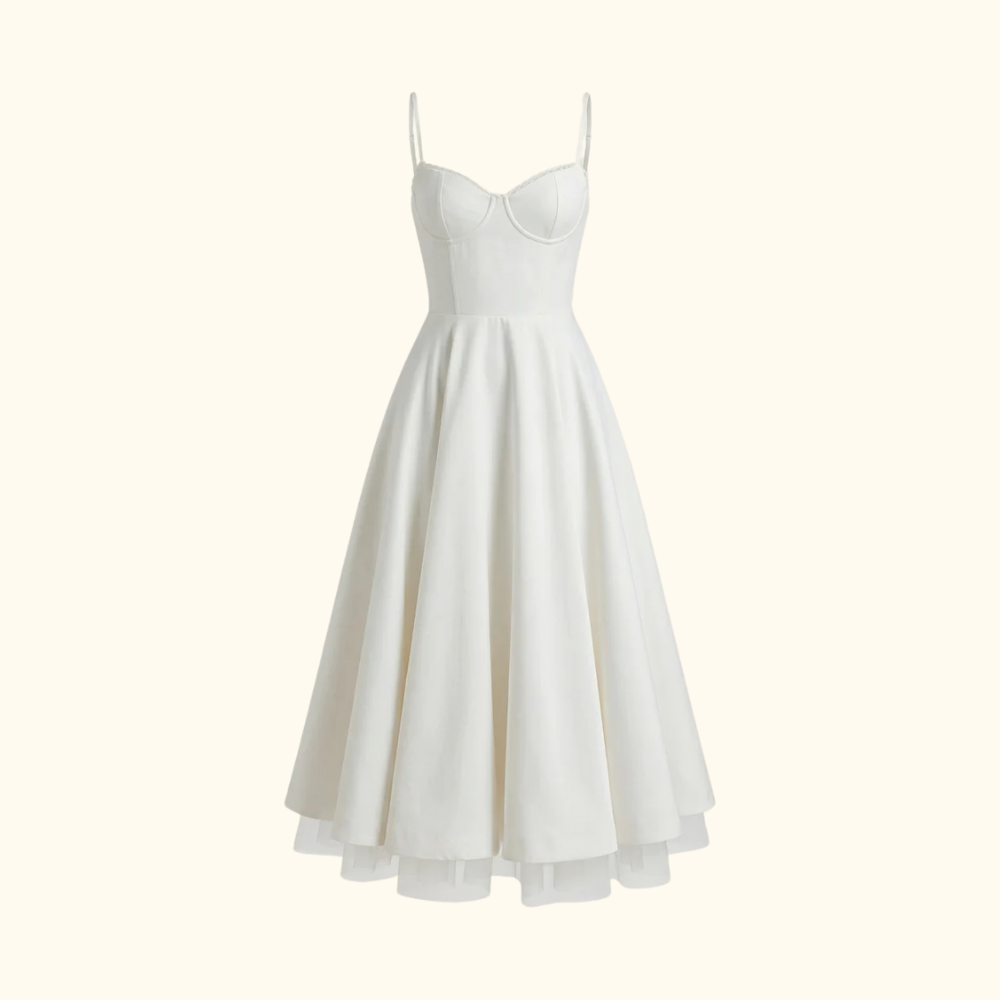 Damen Midikleid mit Korsettoberteil und schmalen Trägern-Midi Dress-Alpenkind