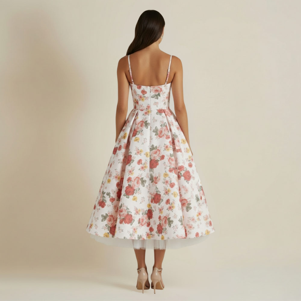 Damen Midikleid mit Korsettoberteil und schmalen Trägern-Midi Dress-Alpenkind