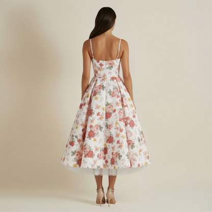 Damen Midikleid mit Korsettoberteil und schmalen Trägern-Midi Dress-Alpenkind