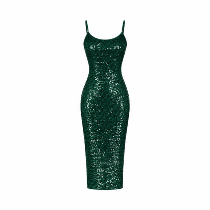 Damen-Midikleid mit Pailletten und Seitenschlitz-Midi Dress-Alpenkind