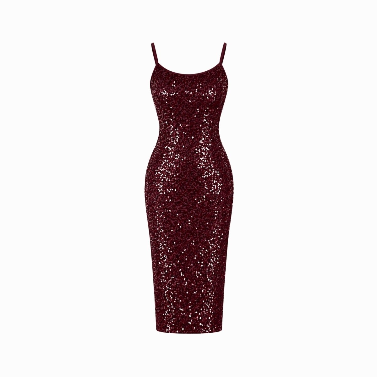 Damen-Midikleid mit Pailletten und Seitenschlitz-Midi Dress-Alpenkind