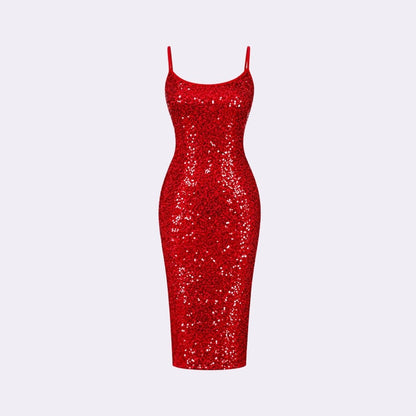 Damen-Midikleid mit Pailletten und Seitenschlitz-Midi Dress-Alpenkind