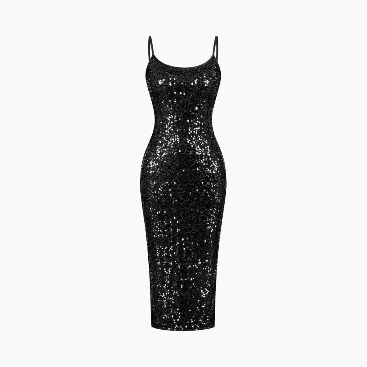 Damen-Midikleid mit Pailletten und Seitenschlitz-Midi Dress-Alpenkind