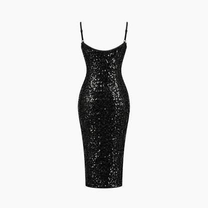 Damen-Midikleid mit Pailletten und Seitenschlitz-Midi Dress-Alpenkind
