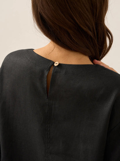 Damen-Midikleid mit Rundhalsausschnitt und seitlicher Knopfleiste-Midi Dress-Alpenkind