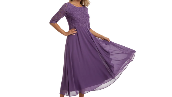 Damen MidiKleid mit Spitzenoberteil und ausgestelltem Rock-Midi Dress-Alpenkind