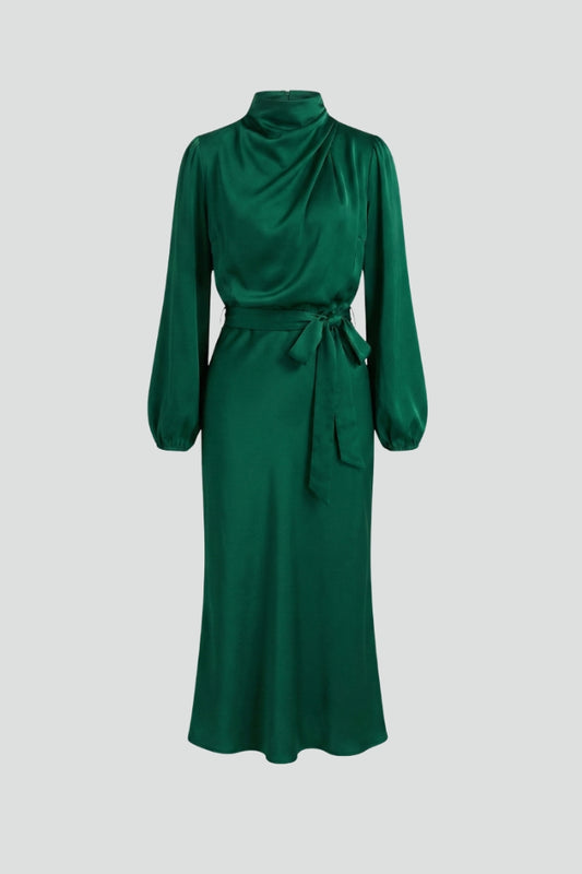 Damen Midikleid mit Stehkragen und langen Ärmeln-Midi Dress-Alpenkind