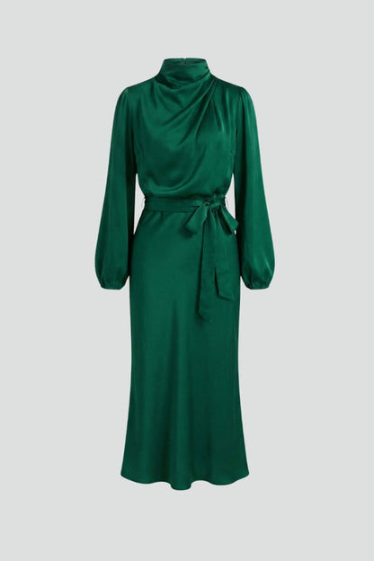 Damen Midikleid mit Stehkragen und langen Ärmeln-Midi Dress-Alpenkind