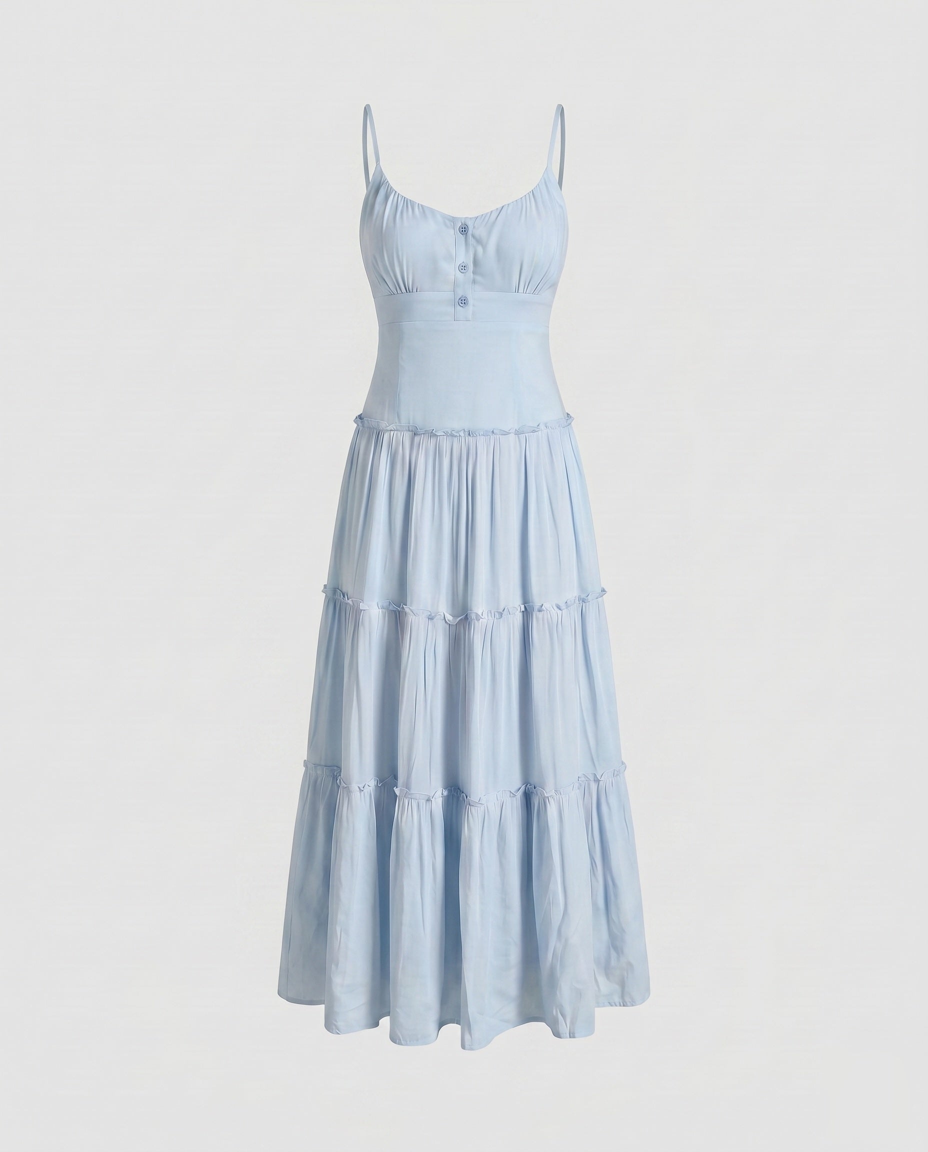Damen-Midikleid mit Stufenrock und Spaghettiträgern-Maxi Dress-Alpenkind