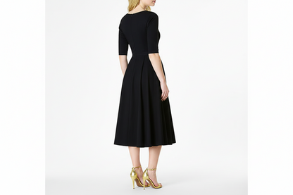 Damen-Midikleid mit V-Ausschnitt und Faltenrock-Midi Dress-Alpenkind
