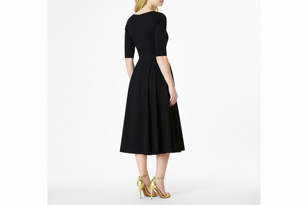 Damen-Midikleid mit V-Ausschnitt und Faltenrock-Midi Dress-Alpenkind