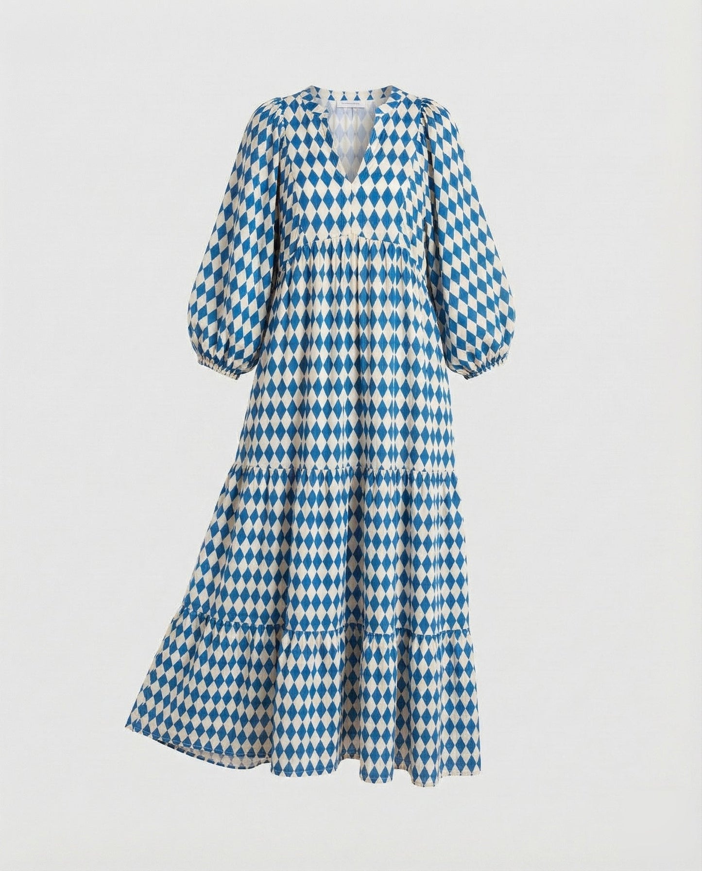 Damen Midikleid mit V-Ausschnitt und gestufter Struktur-Midi Dress-Alpenkind