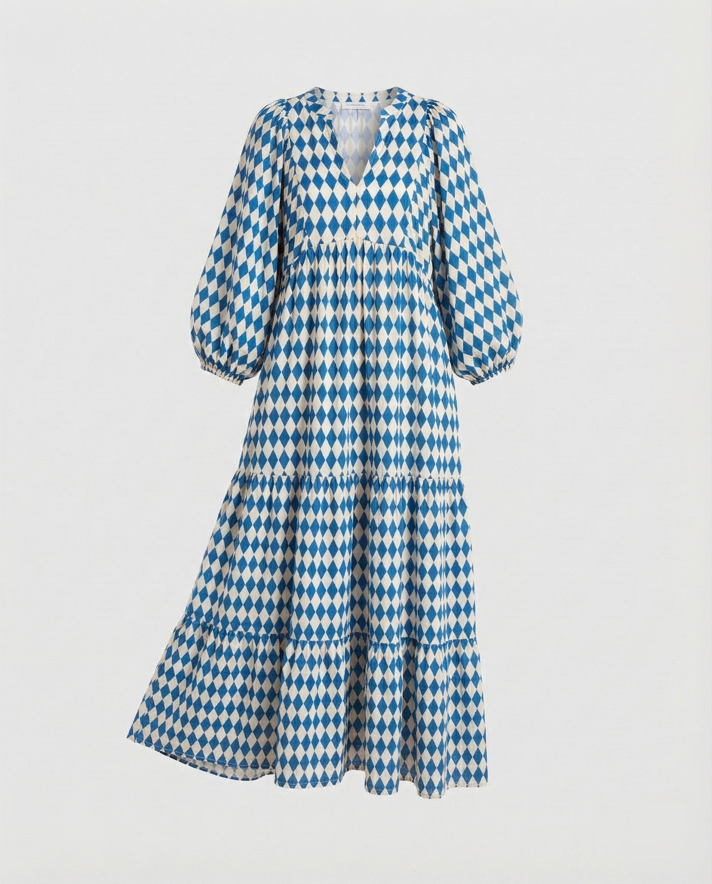 Damen Midikleid mit V-Ausschnitt und gestufter Struktur-Midi Dress-Alpenkind