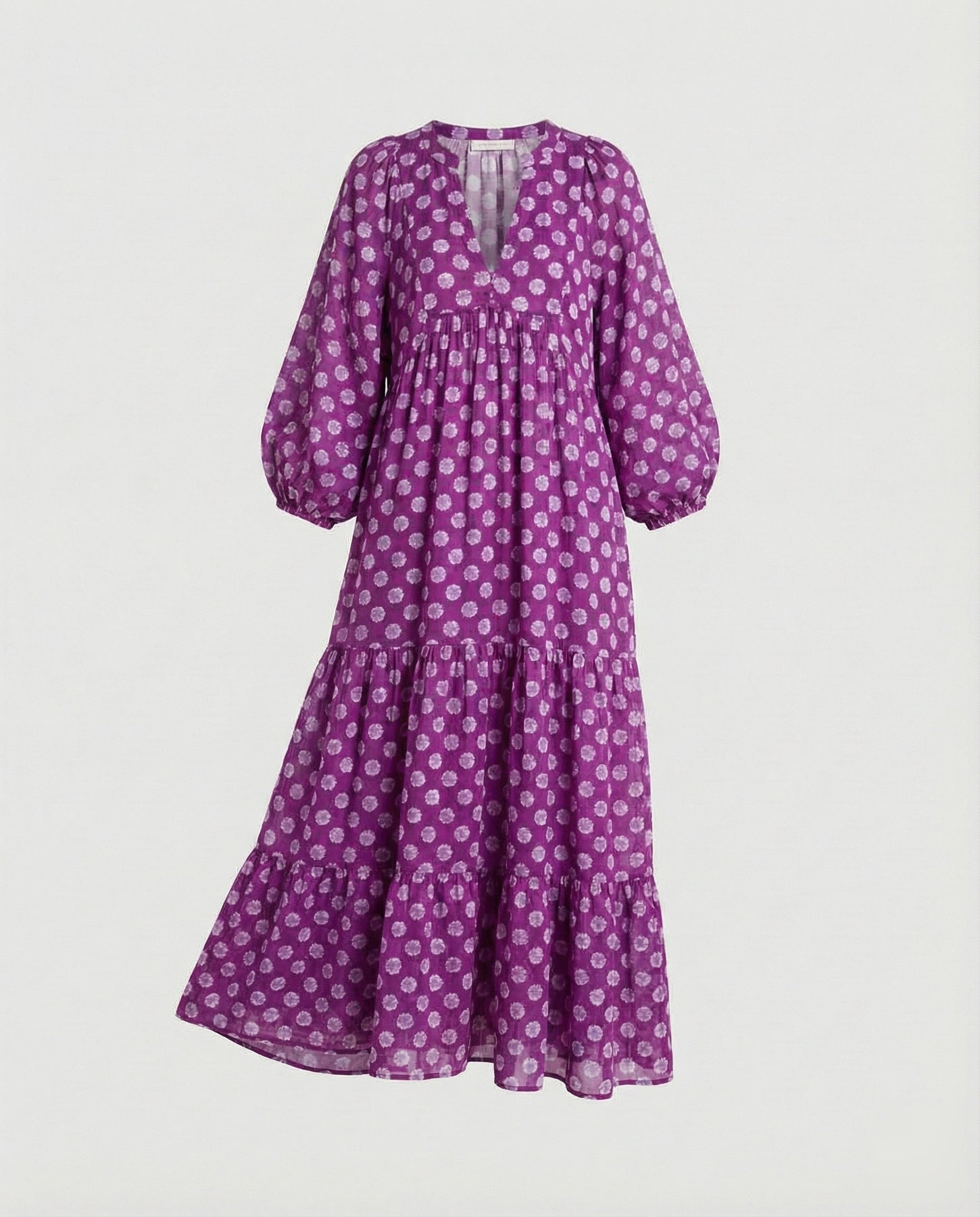 Damen Midikleid mit V-Ausschnitt und gestufter Struktur-Midi Dress-Alpenkind