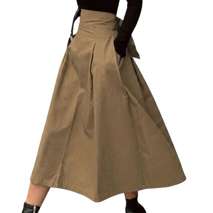Damen-Midirock mit hohem Bund, Faltenlegung und Bindedetail-Skirt for women-Alpenkind