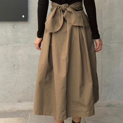 Damen-Midirock mit hohem Bund, Faltenlegung und Bindedetail-Skirt for women-Alpenkind