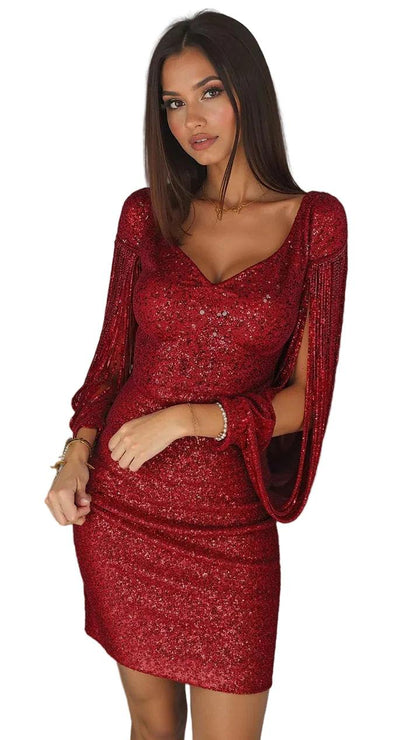 Damen Mini-Kleid mit Fransierten Ärmeln-Mini Dress-Alpenkind