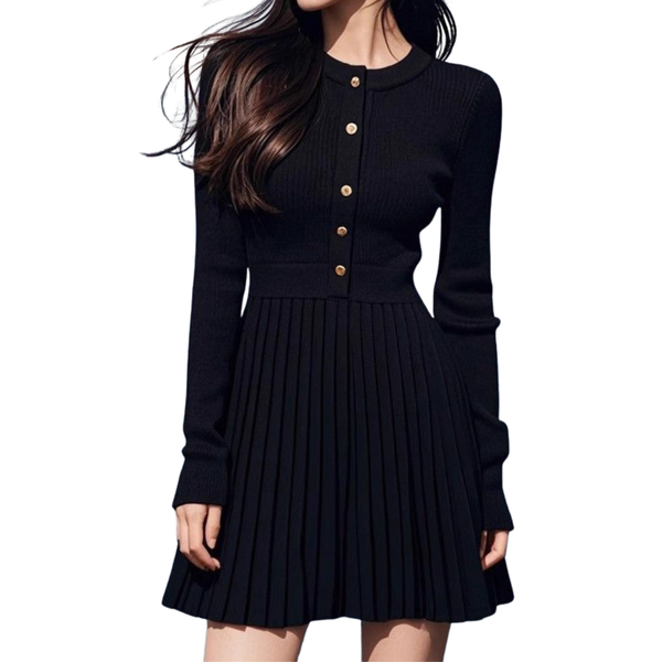 Damen Mini Kleid mit langen Ärmeln, Knopfleiste und Rüschensaum-Mini Dress-Alpenkind